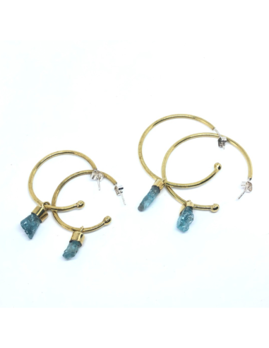 Boucle d’oreille Apatite bleu par Ammo en linge