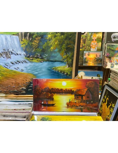 Tableau Coucher du soleil sur Tonlé Sap 40 x 20 cm (avec châssis) acheter