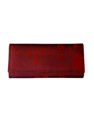 Pochette en soie cambodgienne bordeaux motif fleur par Cambodia Art Scarf À commander