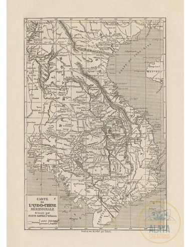 Illustration d'archives du Cambodge - Carte de l'Indochine méridionale Format A3 par Alaya Créations à prix réduit toute l'année