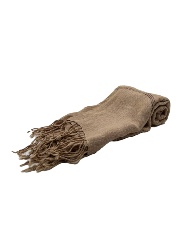 Foulard en coton organique du Cambodge tissé à la main teinture naturelle couleur beige foncé votre