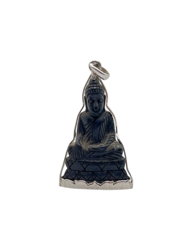 Grand Pendentif Bouddha en posture Bhumisparsha mudra en Argent et bois Comparez plus de prix