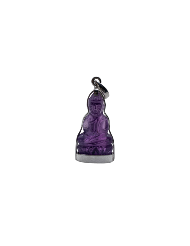 Pendentif Dhyana Mudrā en cristal violet en linge