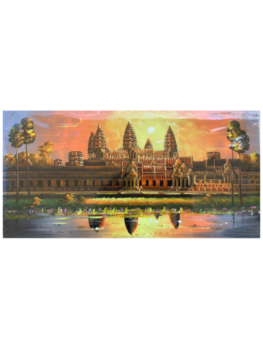 Peinture sur Toile "Lumière de l'aurore à Angkor Wat" 40x20cm s'inspire de l'anatomie humaine