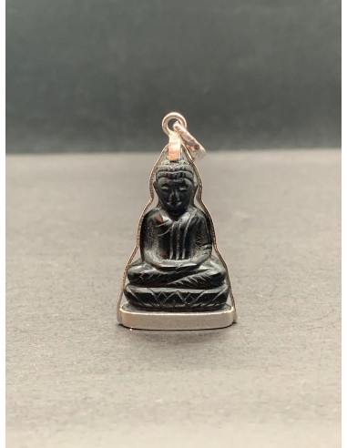 Pendentif Bouddha en posture Dhyana Mudra Onyx et Argent de l' environnement