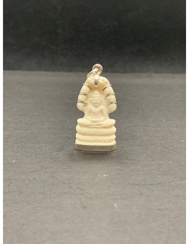 Pendentif Bouddha Naga Serti d'Argent Couleur Ivoire Pour