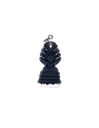 Pendentif Bouddha avec le Naga Mucalinda en bois et en argent Pour