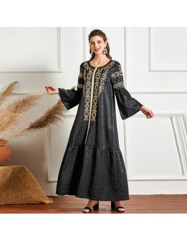 Caftan Marocain Noir et Doré de pas cher