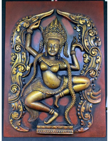 Tableau Apsara Bois 30 x 28 cm les muscles