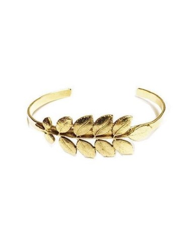 Bracelet Jonc Petit Feuille d'Acacia Doré outlet