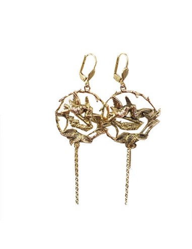 Boucles d'Oreilles Love Birds Dorées en stock