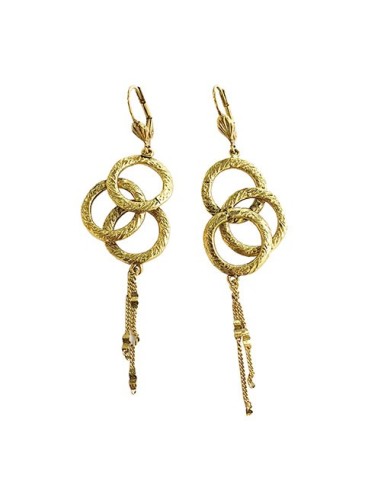 BOUCLES D'OREILLES ANNEAUX ET CHAINE DOREES Economisez 